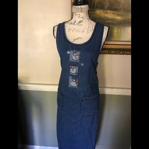 Women’s Snowman Denim Cotton Dress M